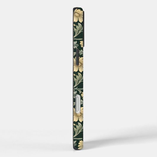 Dark green stylized yellow flowers  pattern  Case-Mate iPhoneケース (裏面 / 右)