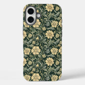 Dark green stylized yellow flowers  pattern  Case-Mate iPhoneケース (裏面)