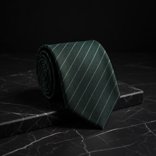 Dark Green Subtle Vertical Stripe ネクタイ