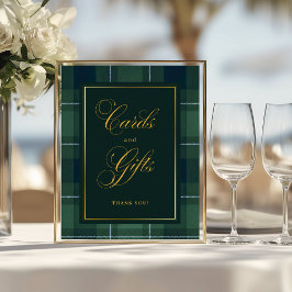 Dark Green Tartan Polo Plaid Cards and Gifts Sign ポスター