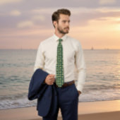 Dark Green Tie with Gold Bird Pattern ネクタイ