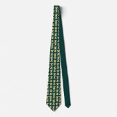 Dark Green Tie with Gold Bird Pattern ネクタイ (正面)