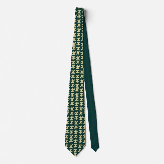 Dark Green Tie with Gold Bird Pattern ネクタイ (正面)