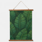 Dark Green Tropical Banana Leaf Botanical Pattern 吊り下げ型タペストリー (正面)