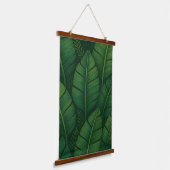 Dark Green Tropical Banana Leaf Botanical Pattern 吊り下げ型タペストリー (傾斜あり)