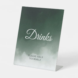 Dark Green Watercolor Modern Drinks Sign 台座サイン