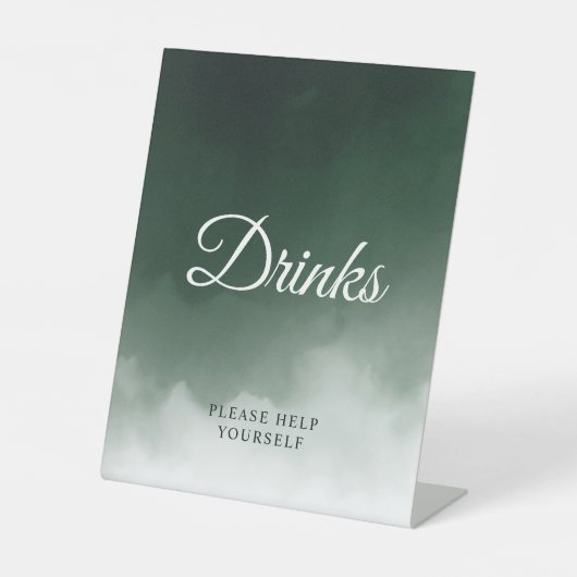 Dark Green Watercolor Modern Drinks Sign 台座サイン (正面)