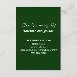 Dark Green Wedding Accommodation Portrait エンクロージャーカード