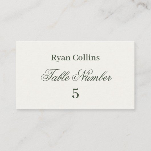 Dark Green Wedding Place Cards | Elegant Greenery プレイスカード (裏面)