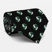 Dark Green, White and Black Volleyball ネクタイ (ロール)