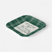 Dark Green Wishing You A Merry Christmas Plaid ペーパープレート (傾斜あり)
