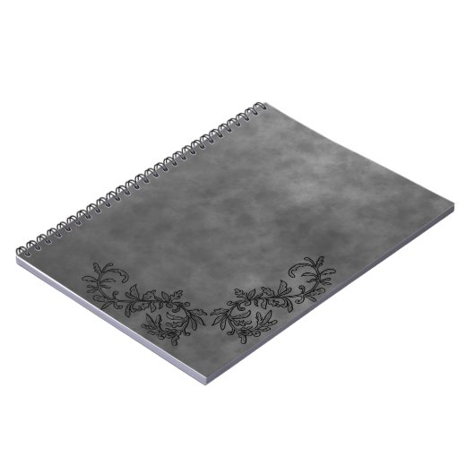 Dark Grey & Black Accent Notebook Chic Minimalist ノートブック (左側)