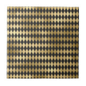 Dark Grey Black Harlequin Geometric Rhombuses タイル (正面)