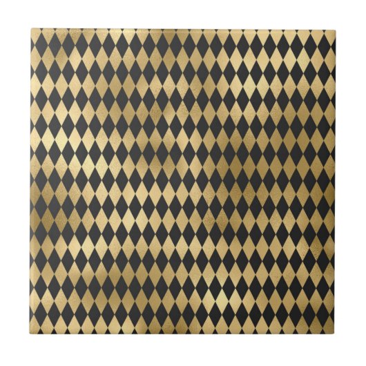 Dark Grey Black Harlequin Geometric Rhombuses タイル (正面)