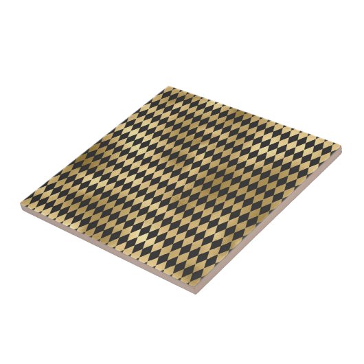 Dark Grey Black Harlequin Geometric Rhombuses タイル (側面)