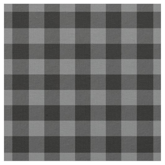 Dark Grey & Black Plaid Gingham ファブリック (クローズアップ)