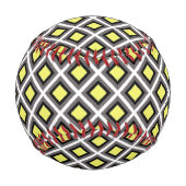 Dark Grey, Black, Yellow Ikat Diamonds by STaylor 野球ボール (裏面)