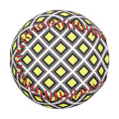 Dark Grey, Black, Yellow Ikat Diamonds by STaylor 野球ボール (正面左)
