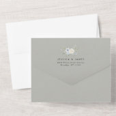 Dark Grey Flowers Tear-Off RSVP | Modern Wedding オールインワン招待状 (裏面)