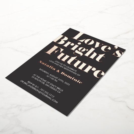 Dark Grey Foil “Love’s Bright Future” Engagement I 箔招待状 (回転した状態)
