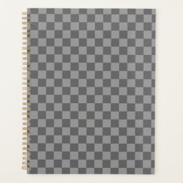 Dark Grey Gray Checkered Checkerboard プランナー手帳