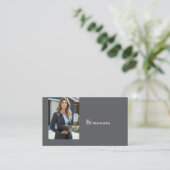 Dark Grey Real Estate Agent Photo QR Code 名刺 (スタンド正面)