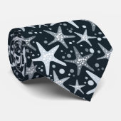 Dark grey starfish pattern ネクタイ (ロール)