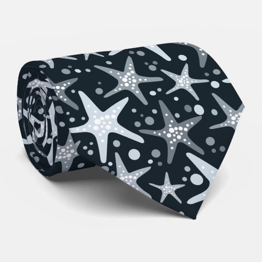 Dark grey starfish pattern ネクタイ (ロール)