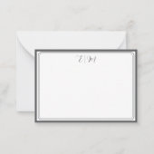  Dark Grey three Border Monogram Note Card ノートカード (正面)