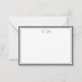  Dark Grey three Border Monogram Note Card ノートカード