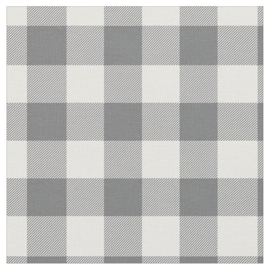 Dark Grey & White Plaid Gingham ファブリック (クローズアップ)