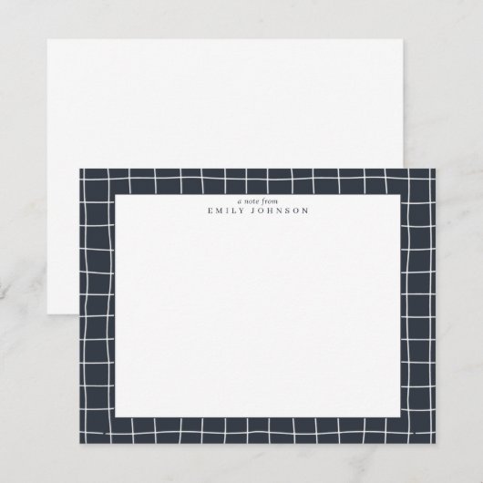 Dark Grid Frame Note Card 招待状 (正面/裏面)