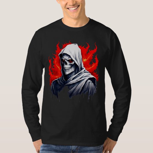 Dark Grim Reaper Skull T-Shirt – Gothic Horror Gra Tシャツ (正面)