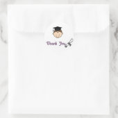 Dark Hair Boy Graduation Thank Stickers ラウンドシール (バッグ)