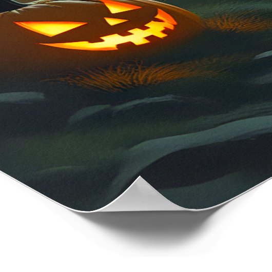 Dark Halloween Night Spooky Graveyard Landscape  ポスター (角)