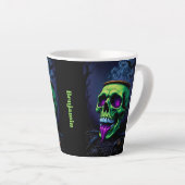 Dark Haunted Gothic Halloween neon green Cauldron カフェラテマグ (右アングル)
