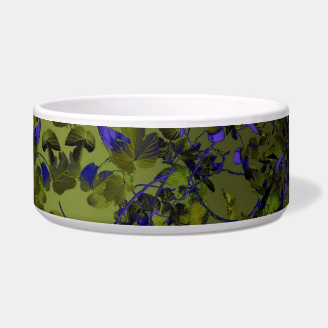 Dark Hops Leaves Abstract Art Food Pet ボウル (正面)