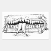 Dark Horror Illustration – Surreal Monster Chest  長方形シール (正面)