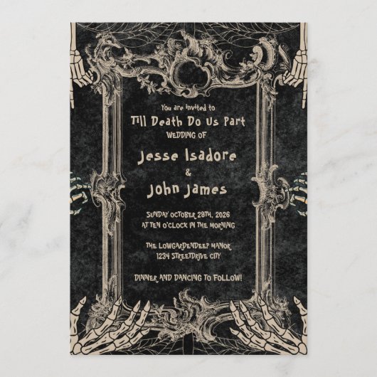 Dark Horror Till Death Do Us Part Wedding 招待状 (正面)