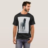 Dark Horse in Fog – Ethereal Mystical Wall Art Tシャツ (正面フル)