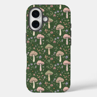 Dark Hunter Green Fungi Seamless  Forestcore iPhone 16ケース