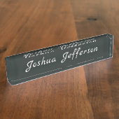 Dark Jungle Green Professional Creative Plain デスクネームプレート (側面)