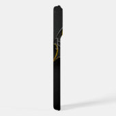 ​Dark Knight Gold Bat Symbol on Black Leather Text iPhoneケース (右側面)