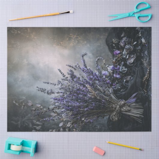 Dark Lavender Floral Bouquet for Decoupage  薄葉紙 (クラフト)