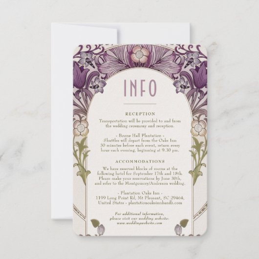 Dark Lavender's INFO結婚 William Morris 招待状 (正面)