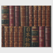 Dark Leather Book Spines Book Lovers ラッピングペーパー (フラット)