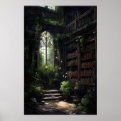 Dark Library Interior, Goth Home Decor, Dark ポスター (正面)