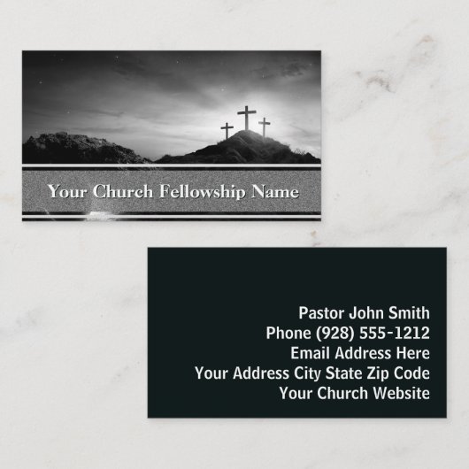 Dark Light Empty Tomb Three Crosses Pastor 名刺 (正面/裏面)
