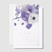 Dark Lilac & Lavender Floral Wedding ベラム紙招待状 (オフセット)