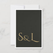 Dark Luxe Gold Monogram Wedding RSVP Card (裏面)